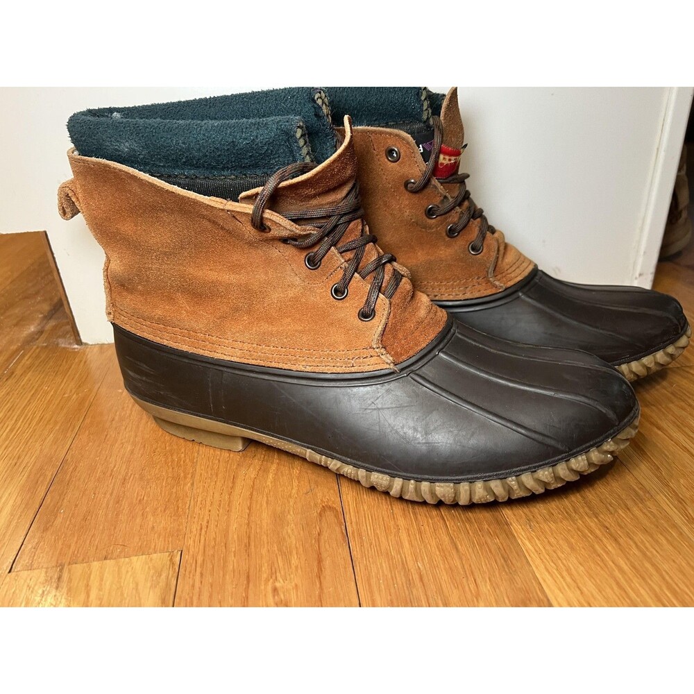 Vintage LaCrosse Boots Mens Size 13 Brown Suede Duck Snow Lined Polartec